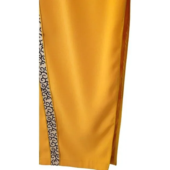 Golden Brocade Mandarin Qipao Dress – Elegant Cheongsam style Formal Wear - Picture 10 of 12